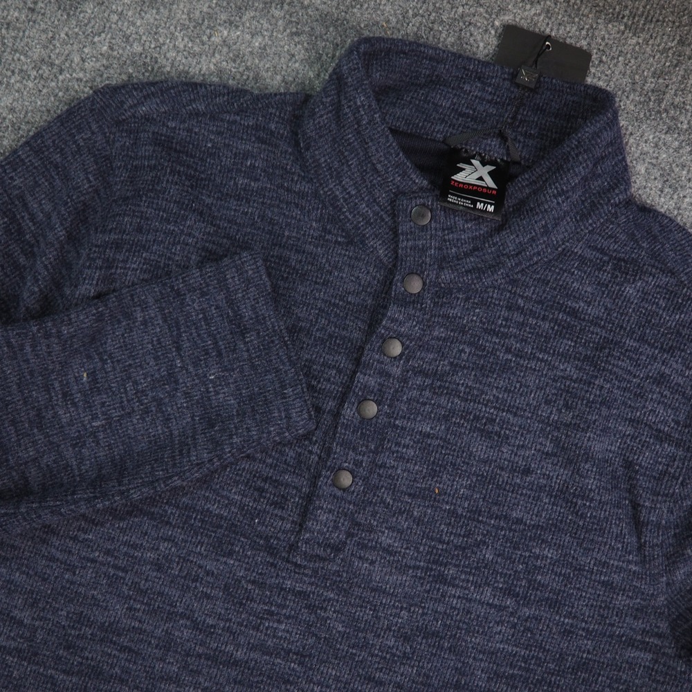 ZeroXposur Soft Fleece Pullover Mens Med Henley Blue Heathered Gorpcore